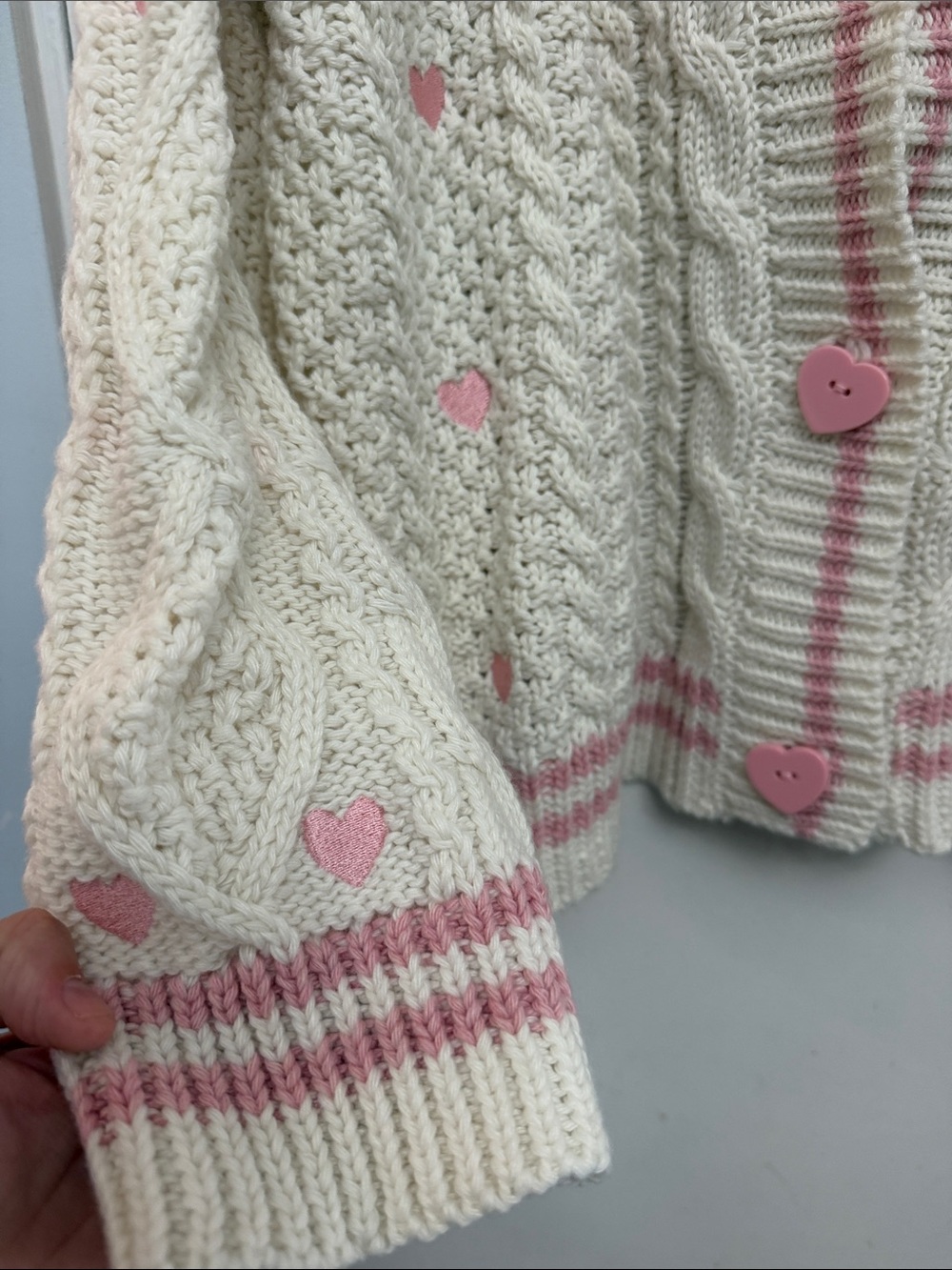 Taylor Swift Lover Cream Cardigan with Pink Hearts - Picture 5 of 10